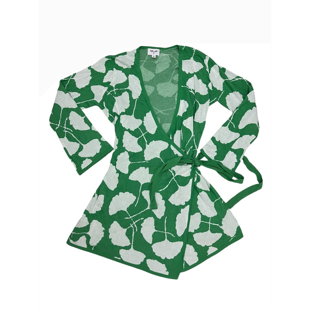 DVF x Target Long Sleeve V-Neck Ginkgo Green Sweater Wrap Dress Resort Size XL